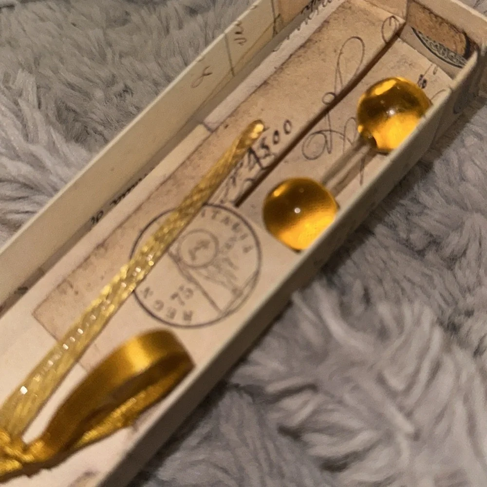 Murano rubinato amber Glass Pewter Calligraphy Pen Set with holder